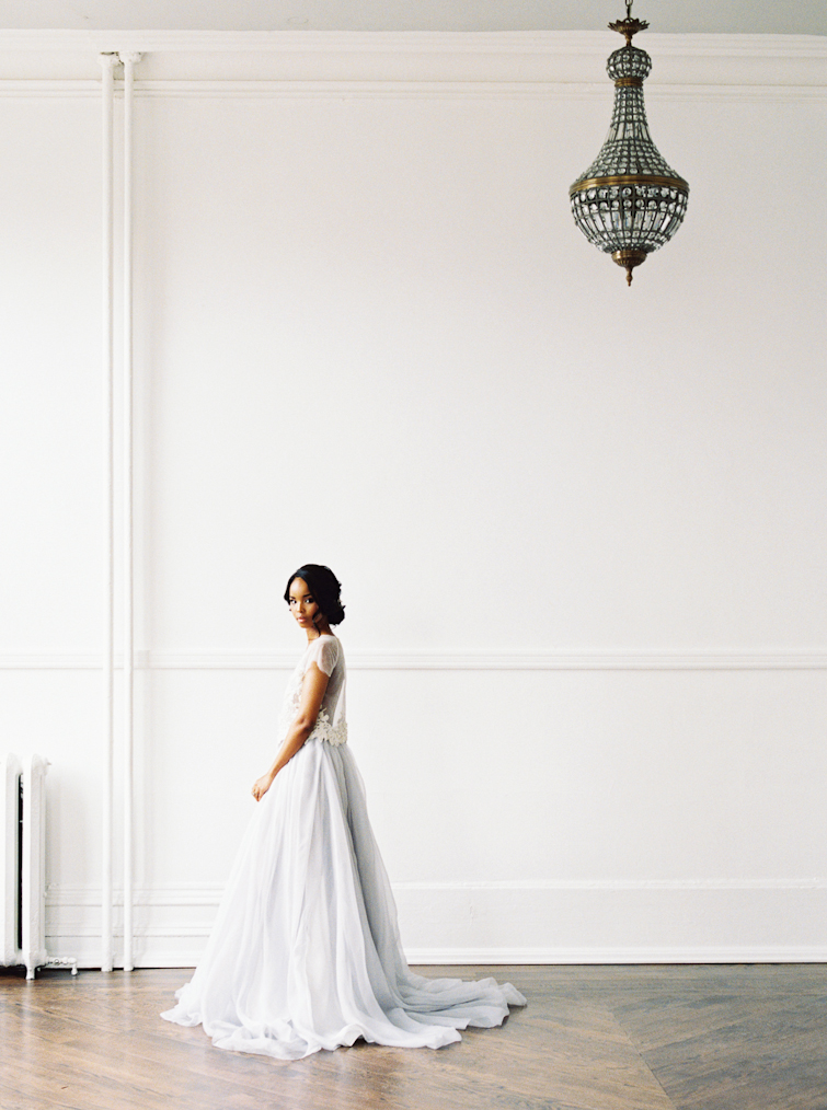 bride wearing a mywony dress at her great hall wedding in Toronto