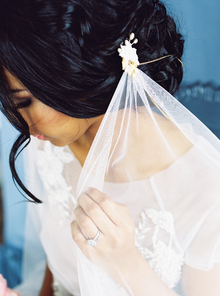 portrait of bride and her veil by Blair Nadeau