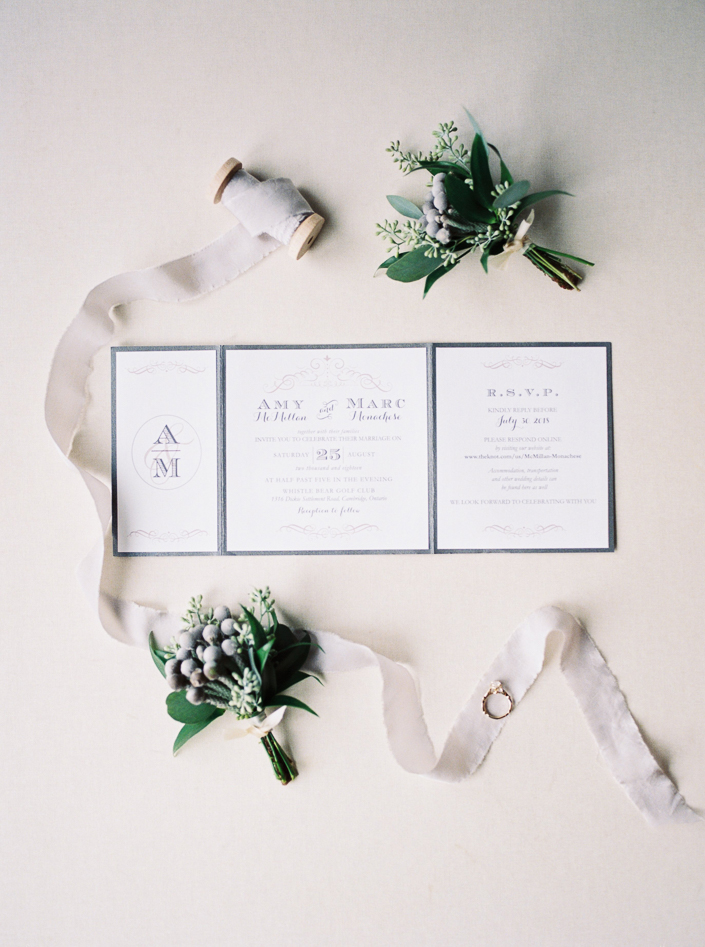 layflat styled wedding invitation by Toronto wedding photographer 